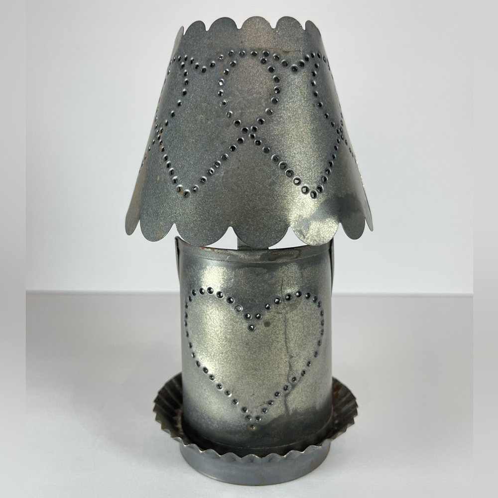 Vintage punched tin tea light candle holder
